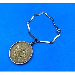 Vintage Avon Gemini Zodiac Bracelet Southern Comfort 1970s Advertising Medallion
